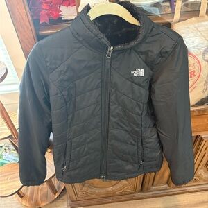 The North Face Kids Black Puffer Jacket with Faux-Fur Collar